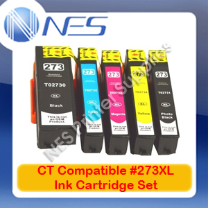 CT Compatible #273XL BK/C/M/Y/PBK (Set of 5) High Yield Ink Cartridge for Epson XP-510/XP-520/XP-600/XP-610/XP-620